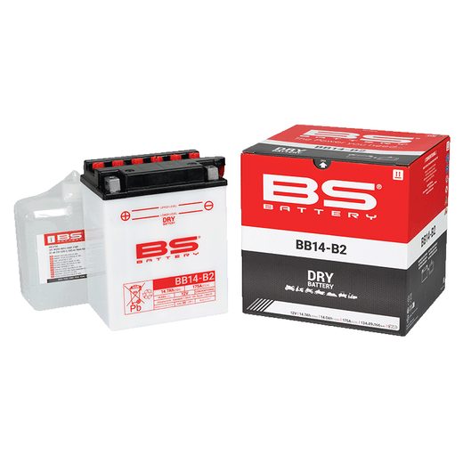 Konvenční motocyklová baterie BS-BATTERY BB14-B2 (YB14-B2) Včetně balení kyseliny