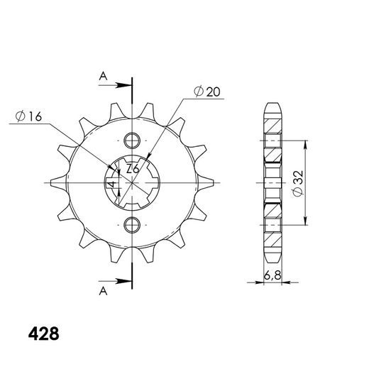 Řetězové kolečko SUPERSPROX CST-1550:14 14 zubů, 428