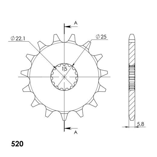 Řetězové kolečko SUPERSPROX CST-1801:15 15 zubů