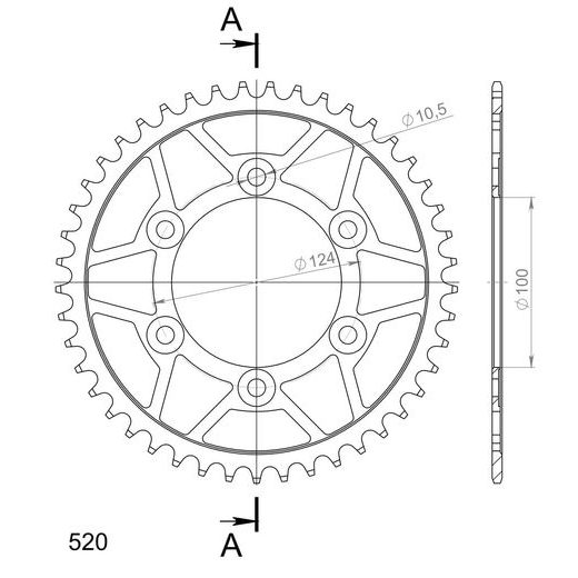 Řetězová rozeta SUPERSPROX RFE-735:45-BLK černý 45 zubů, 520