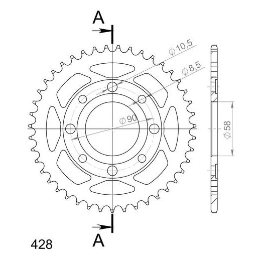 Řetězová sada D.I.D Chain - stříbrný řetěz 428 D, Netěsněný, kolečko SUPERSPROX, rozeta SUPERSPROX pro DAELIM VC 125 Advance 1996
