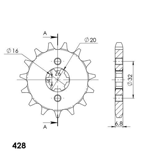 Řetězové kolečko SUPERSPROX CST-1550:15 15 zubů, 428