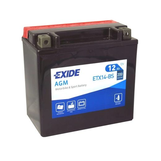 Motobaterie Exide ETX14-BS, 12V, 12Ah, 200A