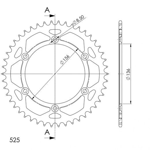 Řetězová rozeta SUPERSPROX RFE-1791:46-BLK černý 46 zubů, 525