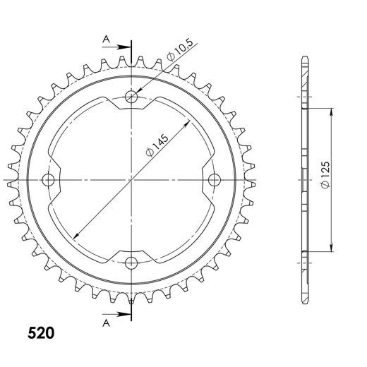 Řetězová rozeta SUPERSPROX RFE-1857:40-BLK černý 40 zubů, 520