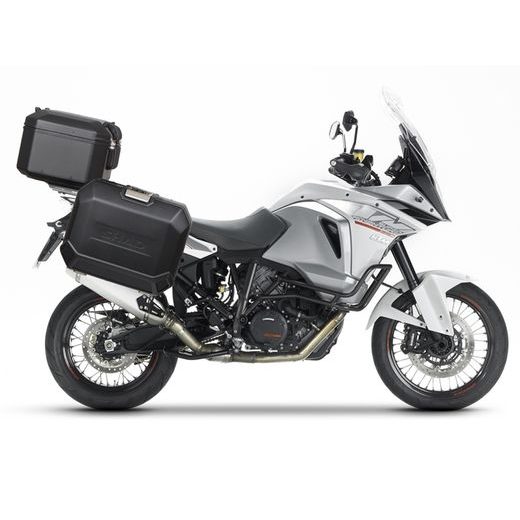 Kompletní sada bočních černých hliníkových kufrů SHAD TERRA BLACK 36L/47L, včetně montážní sady SHAD KTM Adventure 1090, 1190, Super Adventure 1290 (R, S)