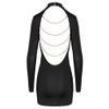 Cottelli Open Back Tight-fitting Mini Dress with Long Sleeves 2719304 Black