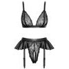 Cottelli Delicate Lace Wireless Bra & Crotchless Suspender Set 2215675