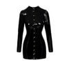 Noir Handmade F246 Short PVC Dress Fastened in the Front with Gold Clasps