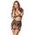 Cottelli Net Matte Look Triangle Bra, Suspender Belt & Crotchless String Set