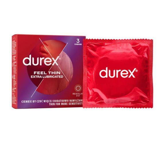 Durex Feel Thin Extra Lubricated 3 ks v krabičce