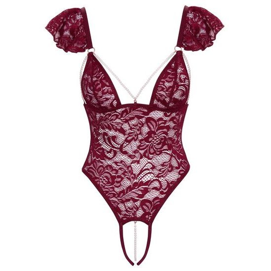 Cottelli Lace Crotchless Body with Stimulating Pearls 2644932 Red