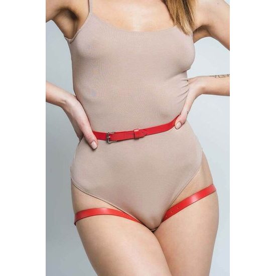 Subcret uprząż na pośladki z kokardkami czerwony