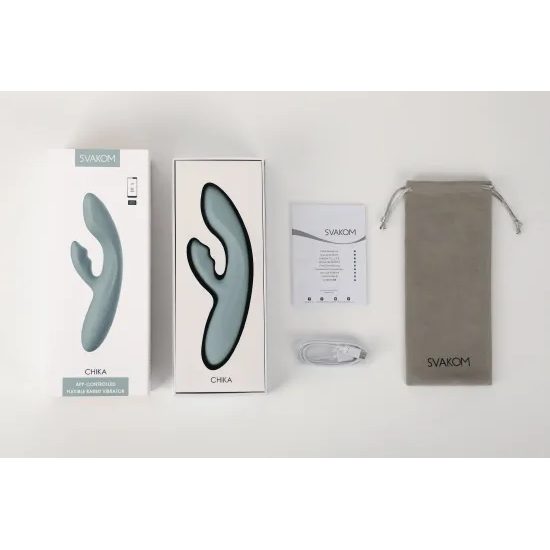 Svakom Chika App Controlled Warming G-spot And Clitoris Vibrator Turquoise Grey