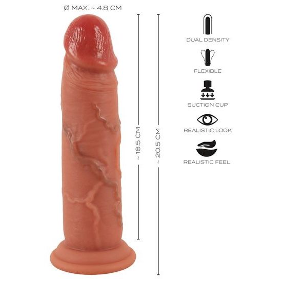 Realistixxx Real Skin Dual Density Dildo 20.5cm Skin