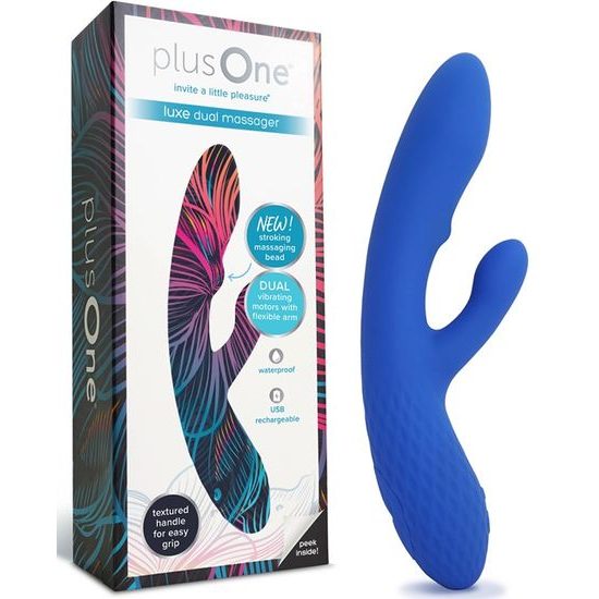 PlusOne Dual Vibrating Stimulator, blue