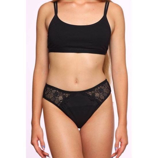 MyFemini Majtki menstruacyjne z koronką, czarne