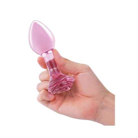 Pink Roses Glass Butt Plug Training Set