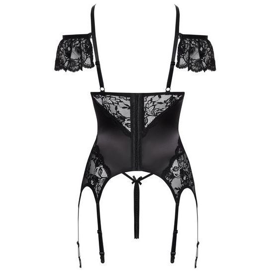 Cottelli Elegant Satin Shine Basque with Stimulating Pearls 2633205 Black