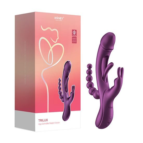 HoneyPlayBox Trilux Kinky Finger Rabbit Vibrator with Anal Beads Purple