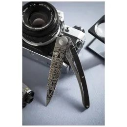 Nůž Deejo 1CB073 Tattoo 27g Ebony wood Aztec Sun