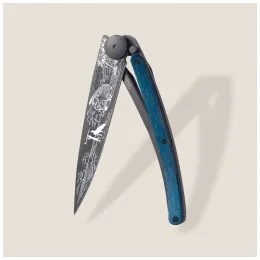 Nůž Deejo 1GB167 Tattoo Black 37g Van Life blue beech