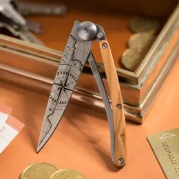 Nůž Deejo 9CB103 Tattoo 27g olive wood Terra Incognita