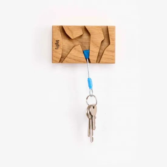 Věšák na klíče Fujfuj Mini 2 Oak Wood Blue Nut