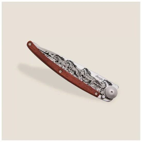 Nůž Deejo 1CB071 Tattoo 37g Coral wood Wild horses