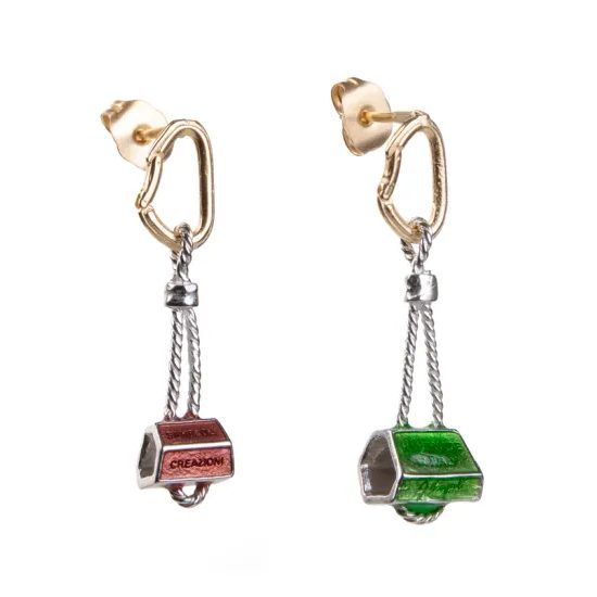 Náušnice Sampaoli Stopper BR-GO-RH plated green&red