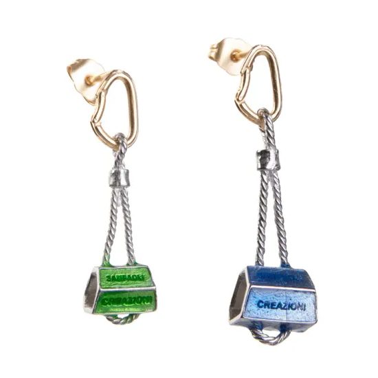 Náušnice Sampaoli Stopper BR-GO-RH plated green&blue