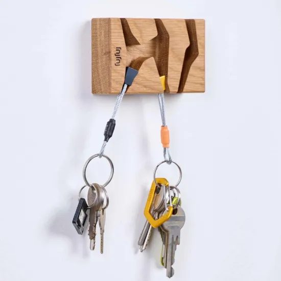 Věšák na klíče Fujfuj Mini 2 Oak Wood Blue Knot