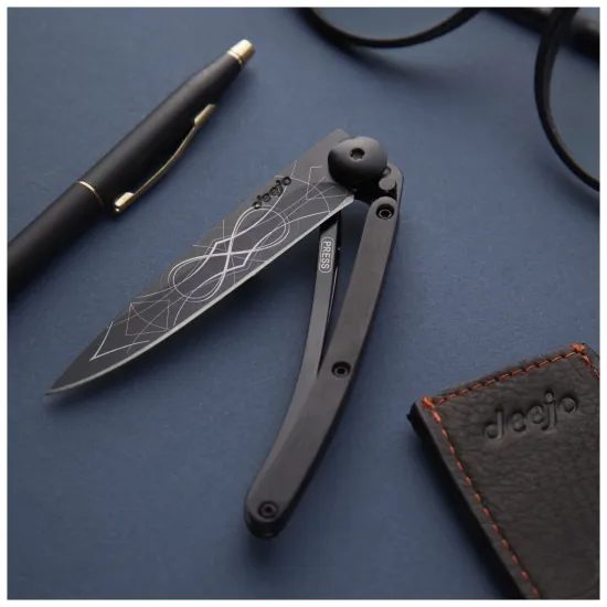 Nůž Deejo 9GB102 Tattoo black 27g Ebony wood Infinity