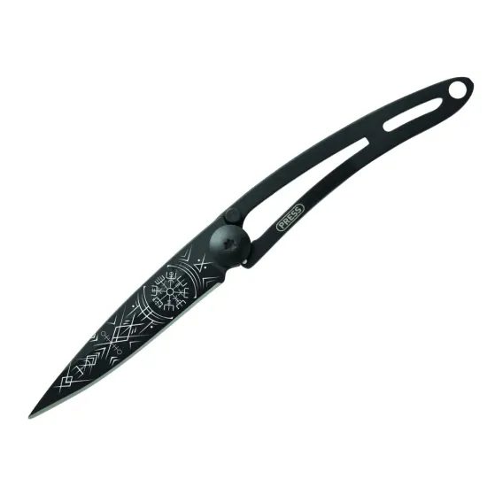 Nůž Deejo 7gn100 Tattoo Naked black 15g Viking Vegvisir