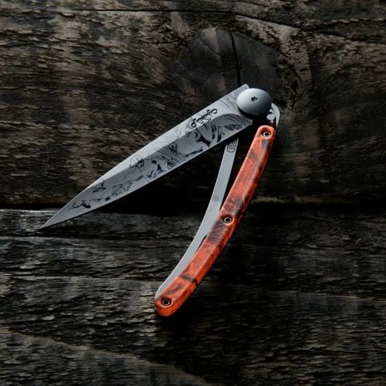 Nůž Deejo 1AM014 Tattoo mirror 37g Orange camo On the lookout