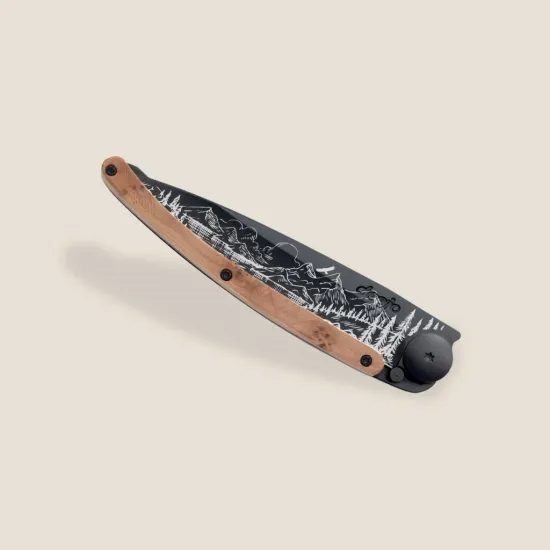 Nůž Deejo 1GB176 Tattoo Black 37g Mountain juniper wood