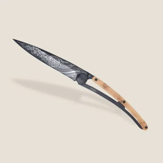 Nůž Deejo 1GB171 Tattoo Black 37g Celtic juniper wood