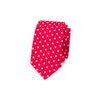 Червена тясна вратовръзка на бели полка точки