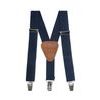 Dunkelblaue Hosenträger für Jungen mit Leder und Clips