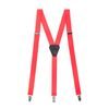 Herren Hosenträger Y-Form - 25 mm - Koralle Neon, schwarzes Leder