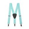 Jasnoniebieskie szelki dla chłopców, czarna skóra, klipsy metalowe
