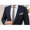 Blaue schmale Krawatte mit beigem Paisley-Motiv
