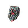 Niebieski wąski krawat w kolorowe kwiaty