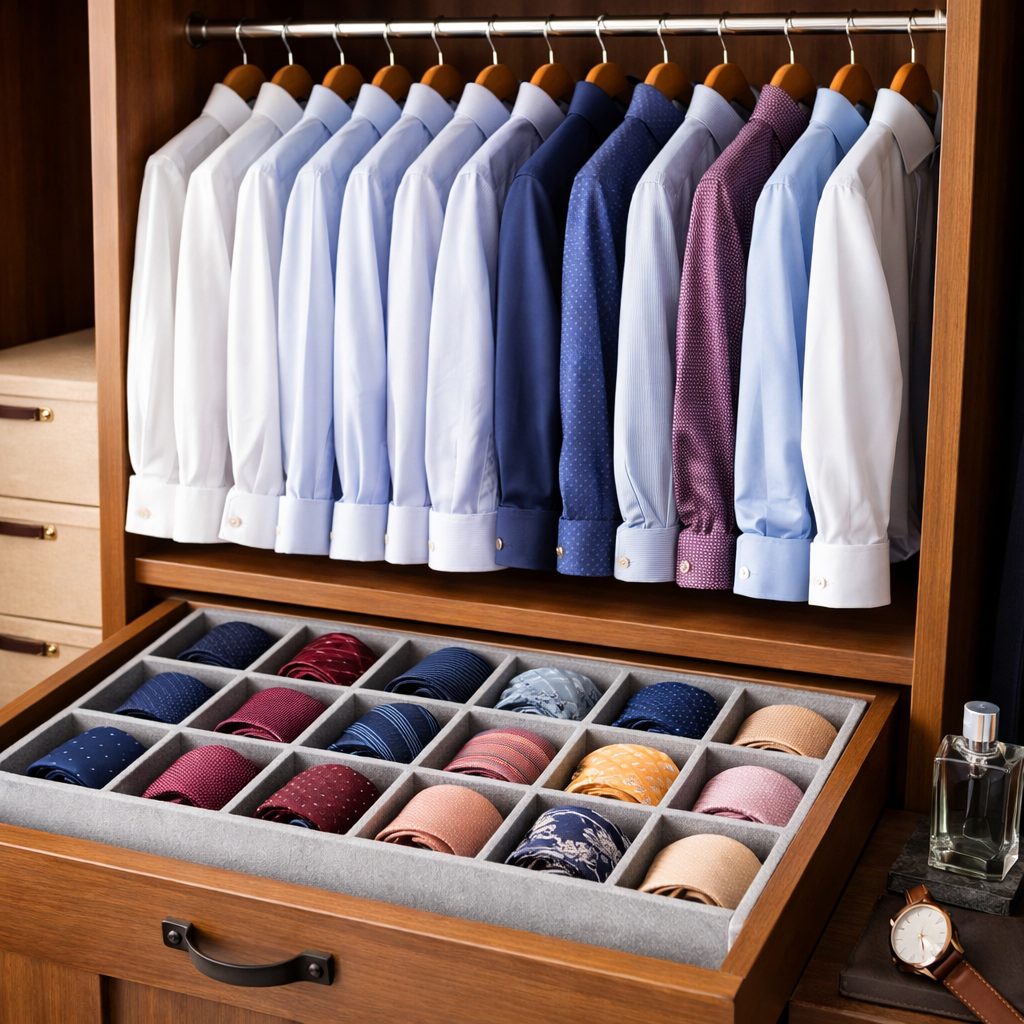 Sachgerechte Aufbewahrung von Krawatten