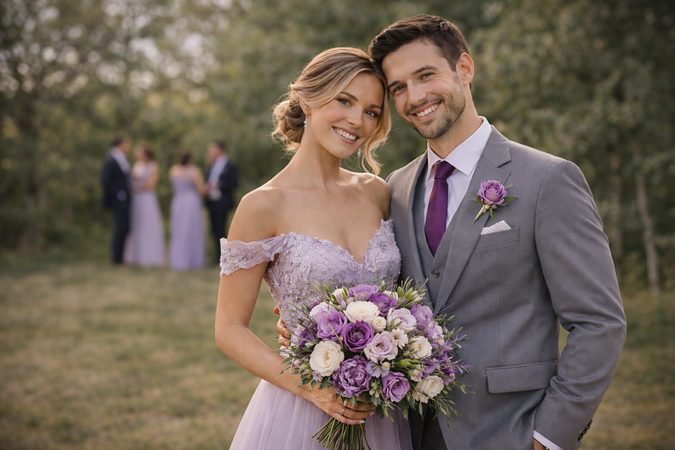 Svadba vo fialových tónoch