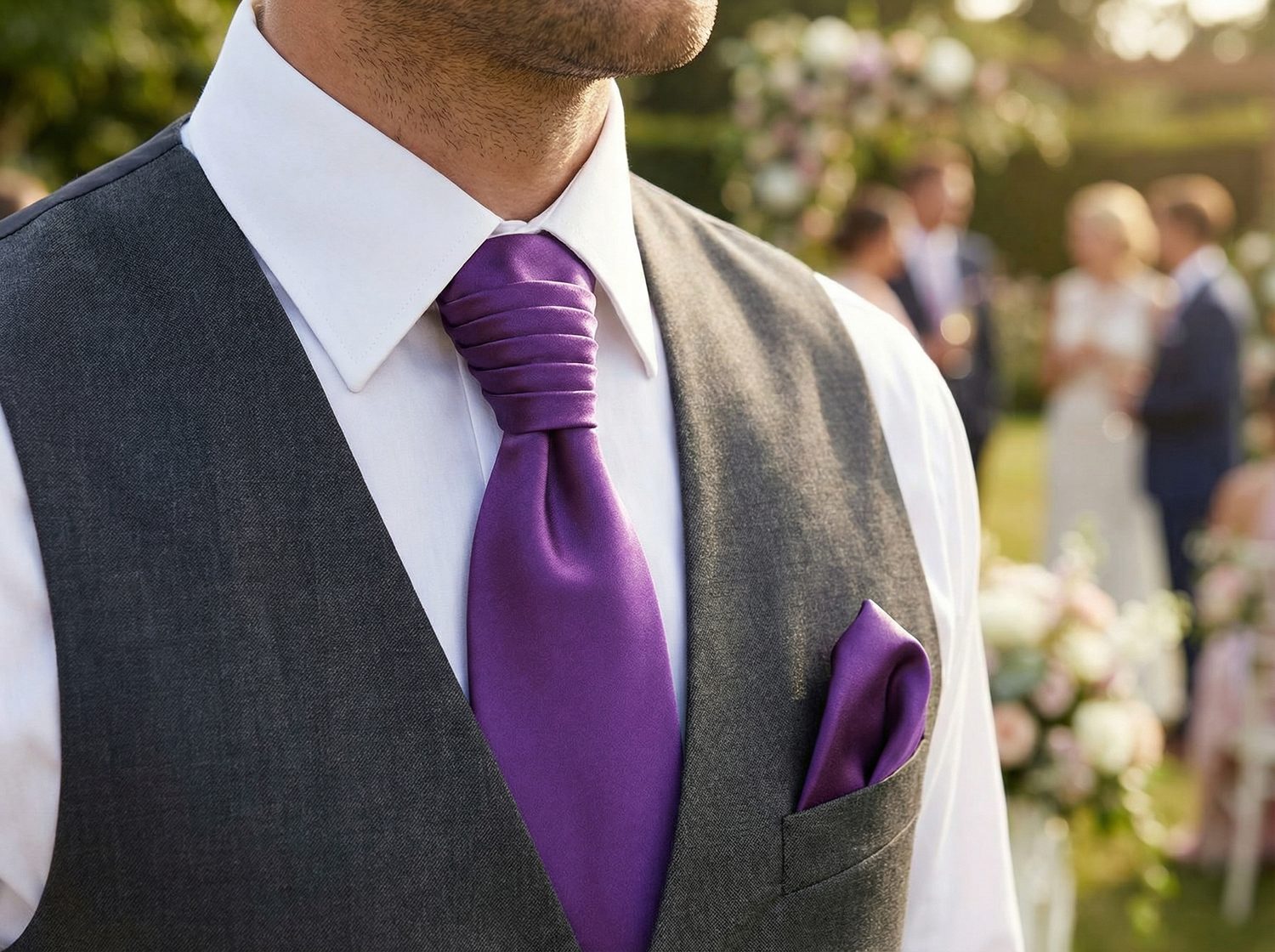 Cravată de nuntă violetă