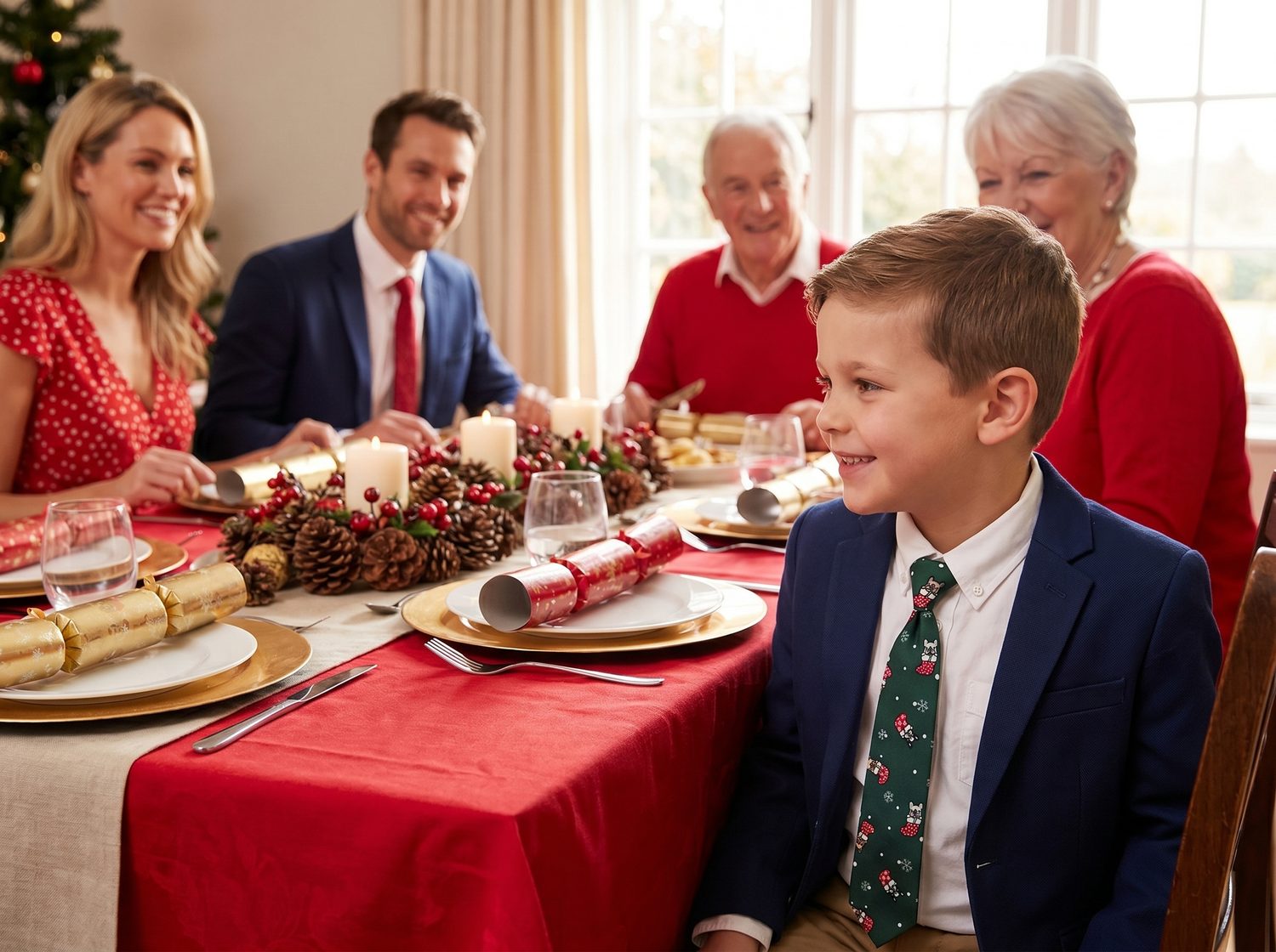 Családi karácsonyi outfit összehangolt kiegészítőkkel