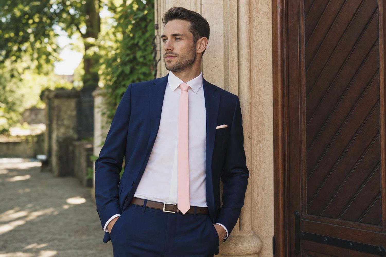 Úzká kravata k obleku a elegantní styl