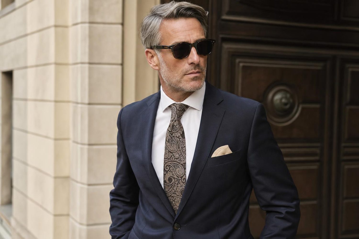 Elegantní muž má kravatu s paisley vzorem