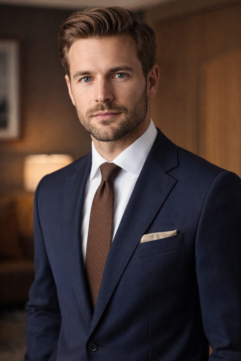 Muž v dobře padnoucím obleku s kravatou 